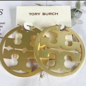 Tory Burch Gold Cutout Logo Earrings